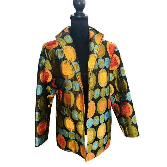 Painted Pony Multicolor Abstract Artsy Office Open Cardigan Blazer Womens M - Picture 1 of 7